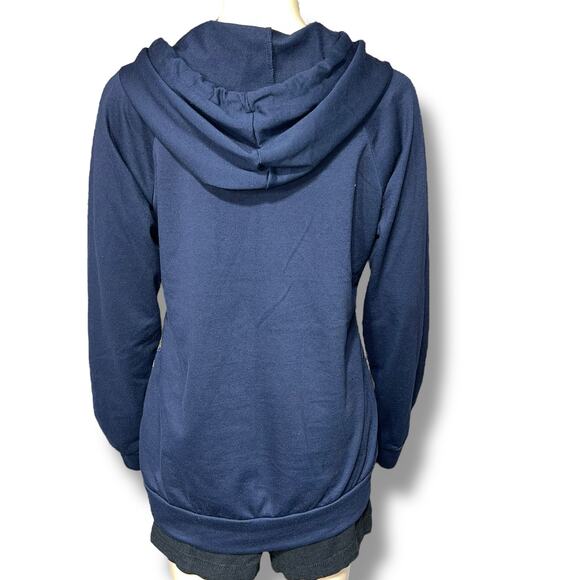 PS Kate Womens Hoodie Lightweight Hooded Sweatshirt Pullover Geo Print Medium - Picture 4 of 8